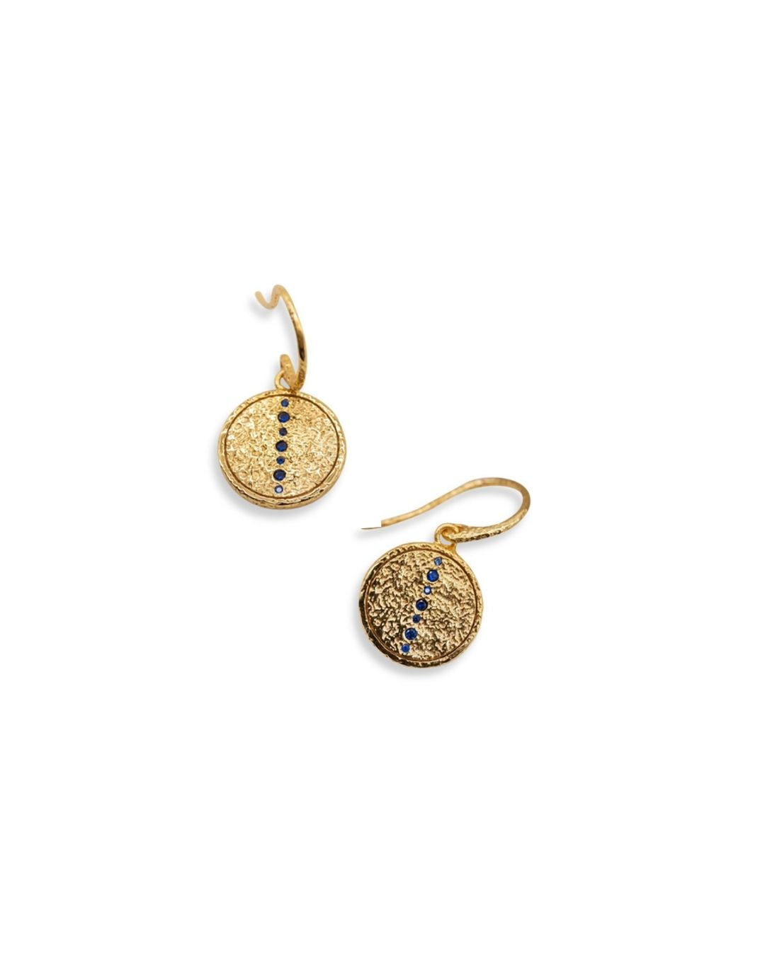 Sapphire Gold Coin Pendant Earrings