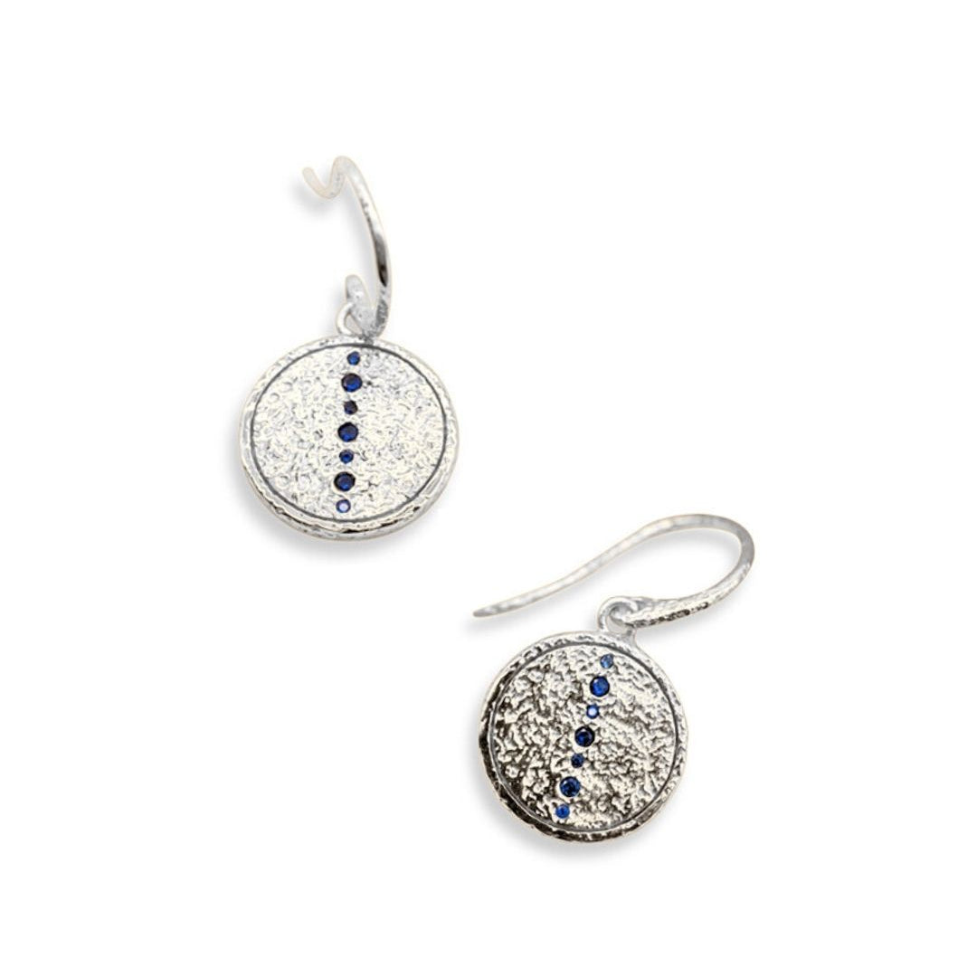 
Sapphire Silver Coin Pendant Earrings
