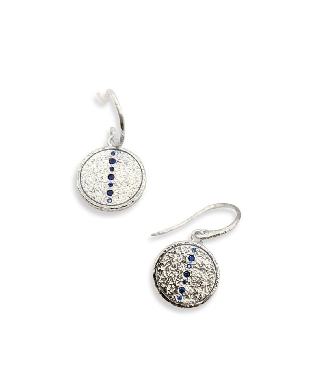 
Sapphire Silver Coin Pendant Earrings
