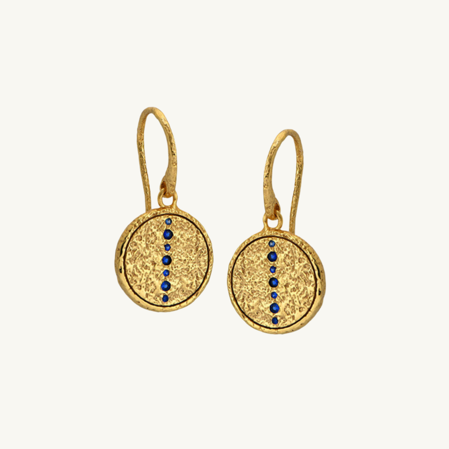 Sapphire Gold Coin Pendant Earrings