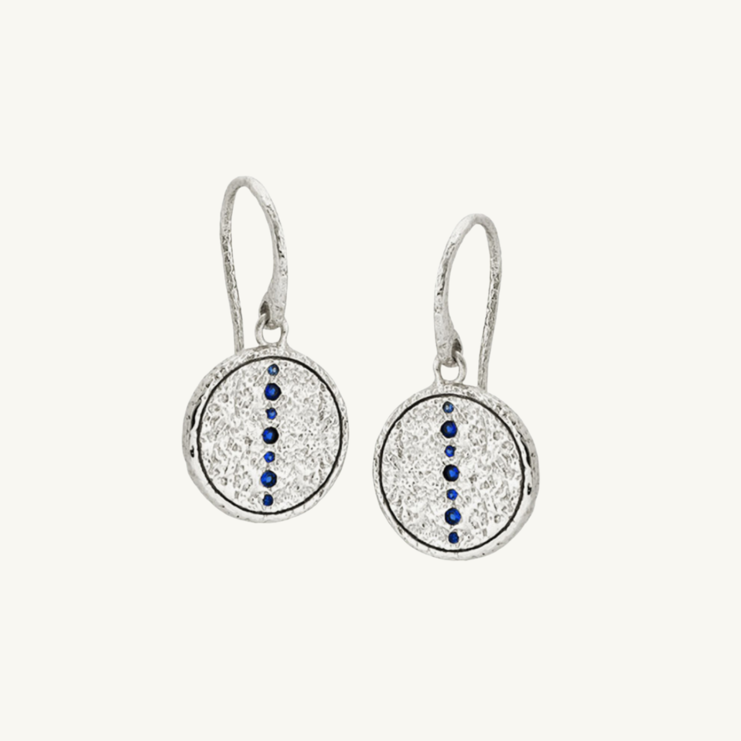 Sapphire Silver Coin Pendant Earrings