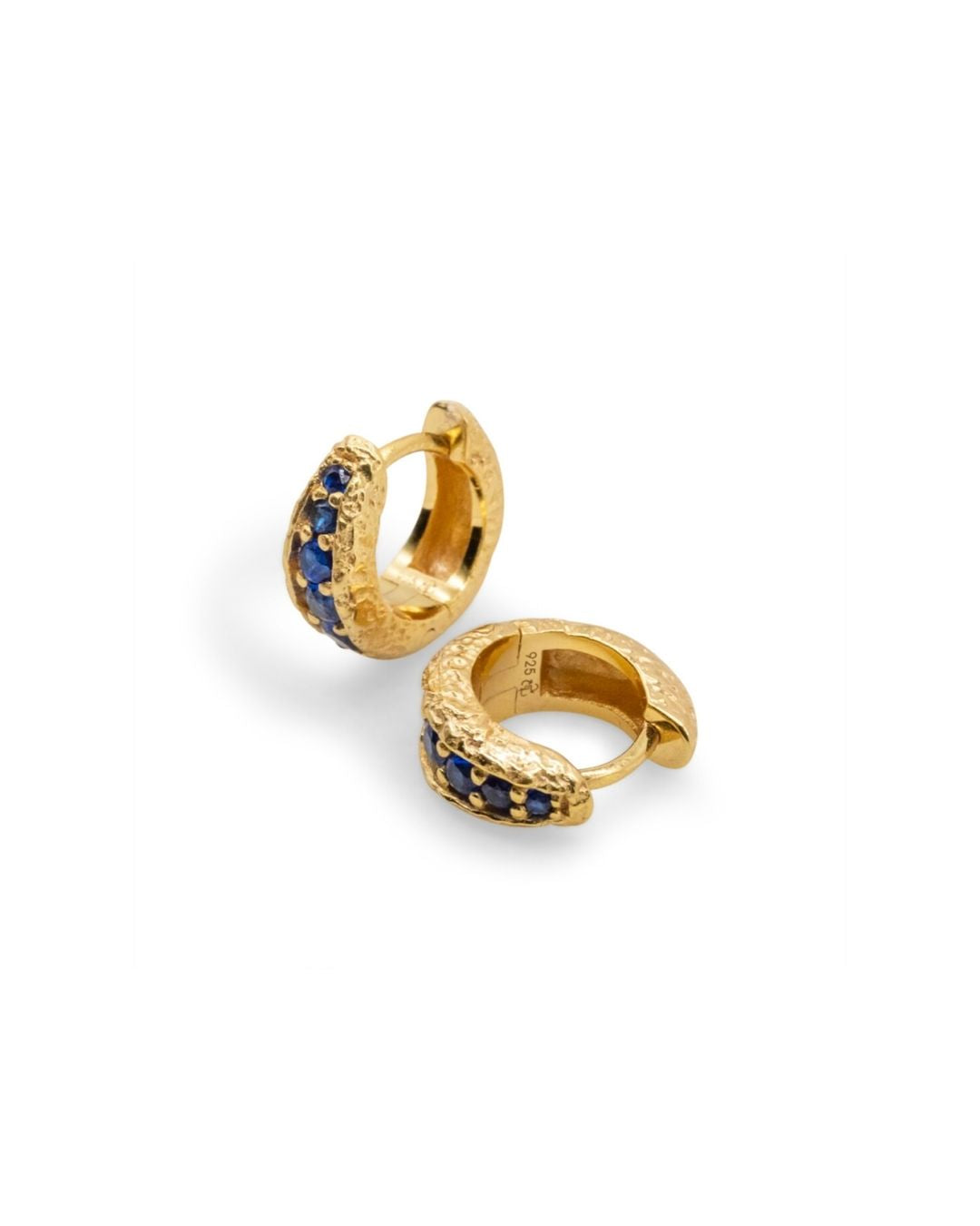 Sapphire Antique Gold Huggie Hoop Earrings