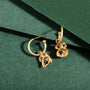 Blue Sapphire and Gold Lichen Birthstone Hoop Earrings