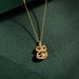 Blue Sapphire and Gold Lichen Birthstone Pendant Necklace