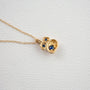 Blue Sapphire and Gold Lichen Birthstone Pendant Necklace