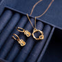 Blue Sapphire and Gold Circle Branch Necklace - Large and Sapphire Gold Vermeil Hoop Earrings
