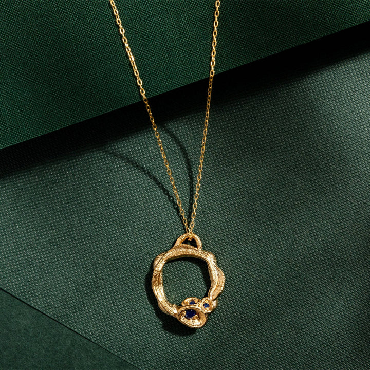 Blue Sapphire and Gold Eternity Birthstone Necklace - Large
