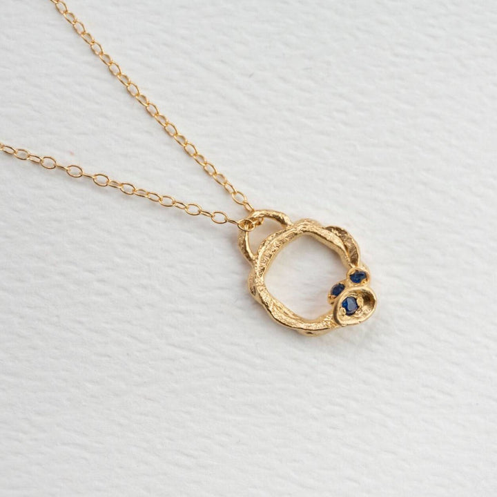 Blue Sapphire and Gold Eternity Birthstone Necklace (Small)