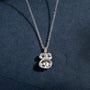 Blue Sapphire and Silver Lichen Birthstone Pendant Necklace