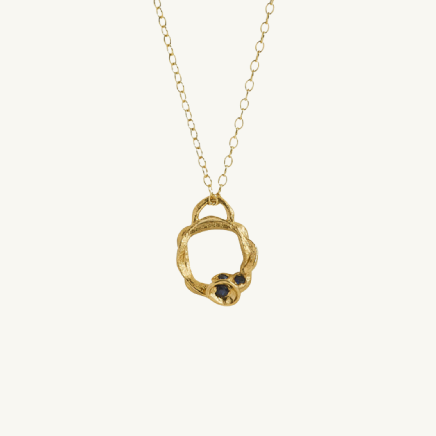 Sapphire Gold Circle Necklace (Small)