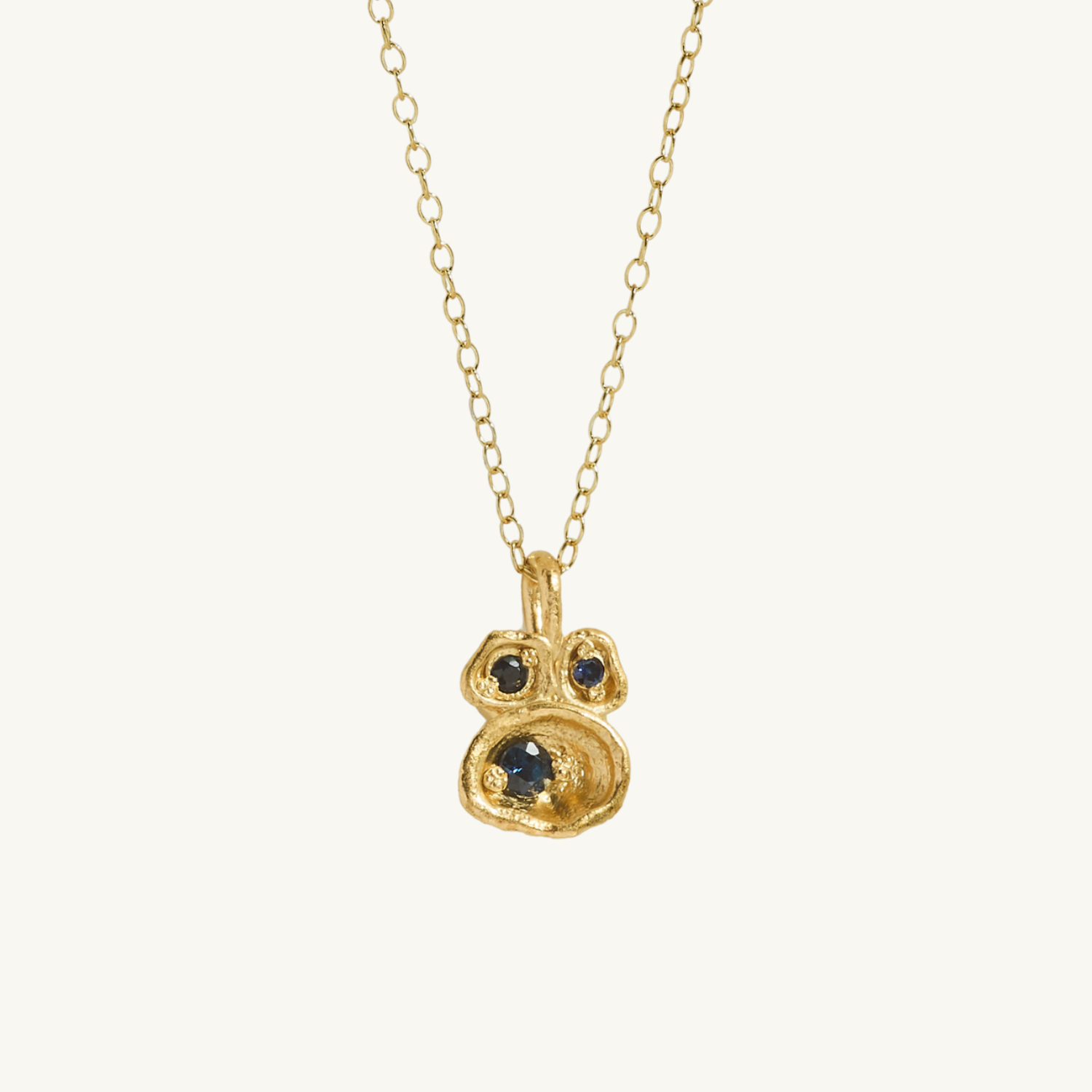 Sapphire Gold Lichen Pendant Necklace