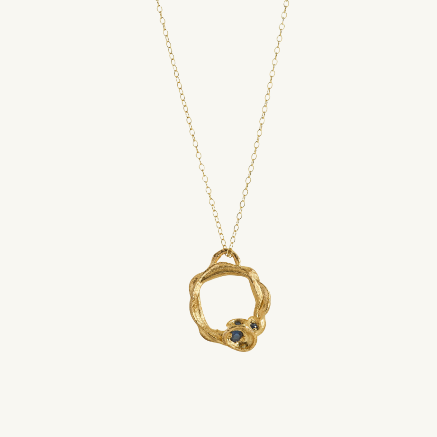 Sapphire Gold Circle Necklace (Large)