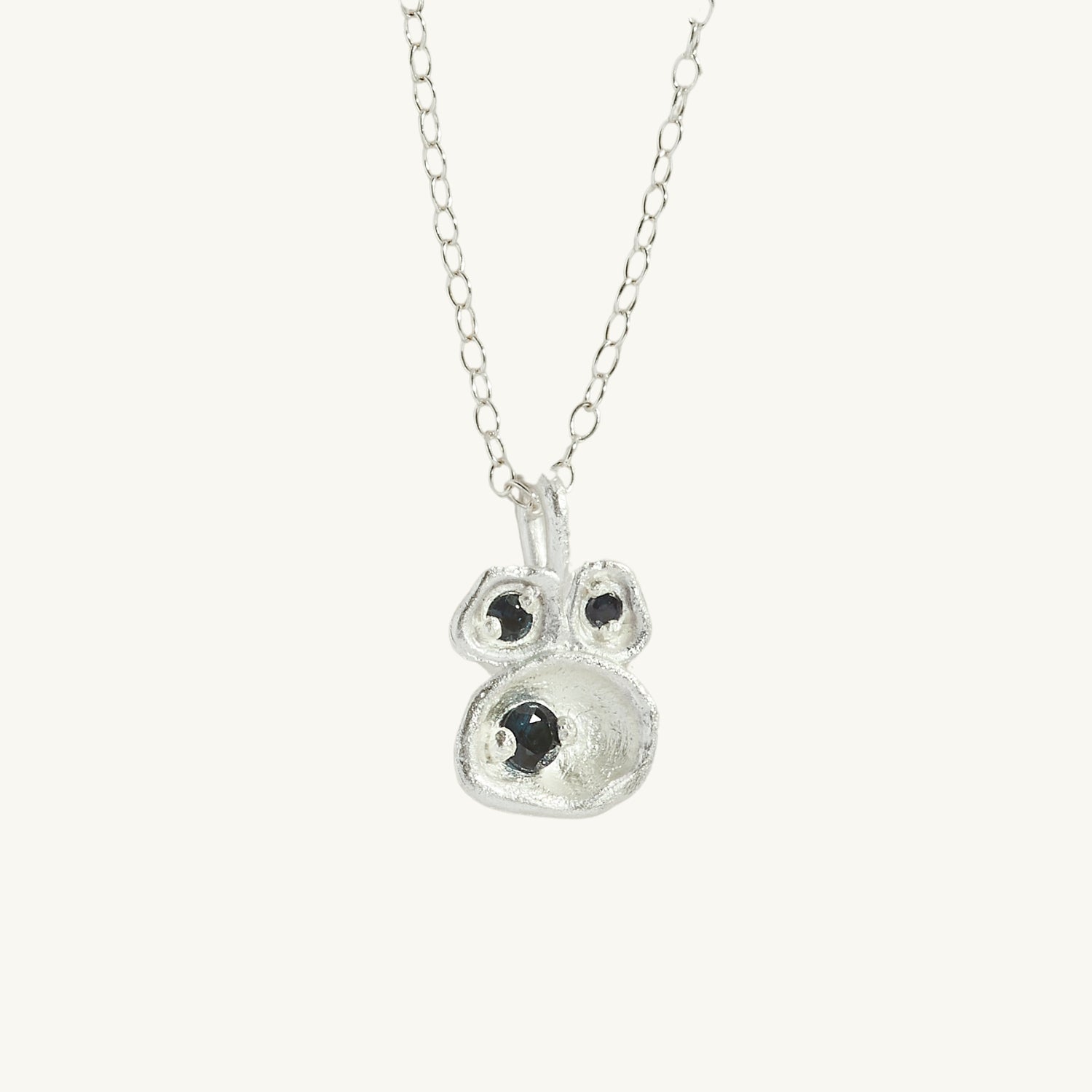 Sapphire Silver Lichen Pendant Necklace