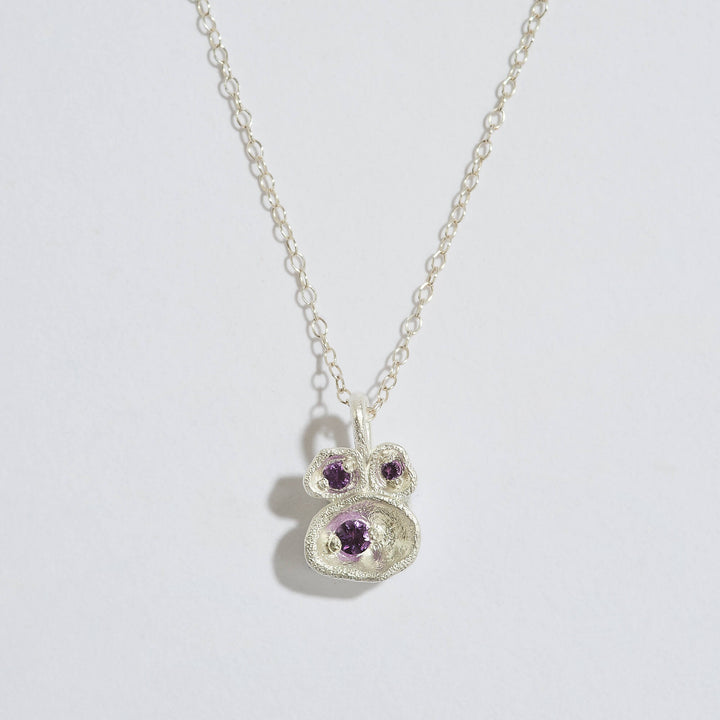 Amethyst Silver Lichen Pendant Necklace