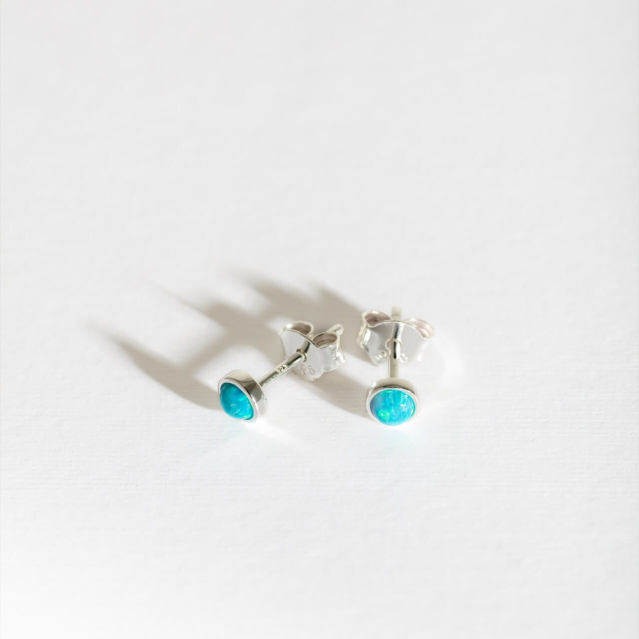 Blue Opal Silver Stud Earrings