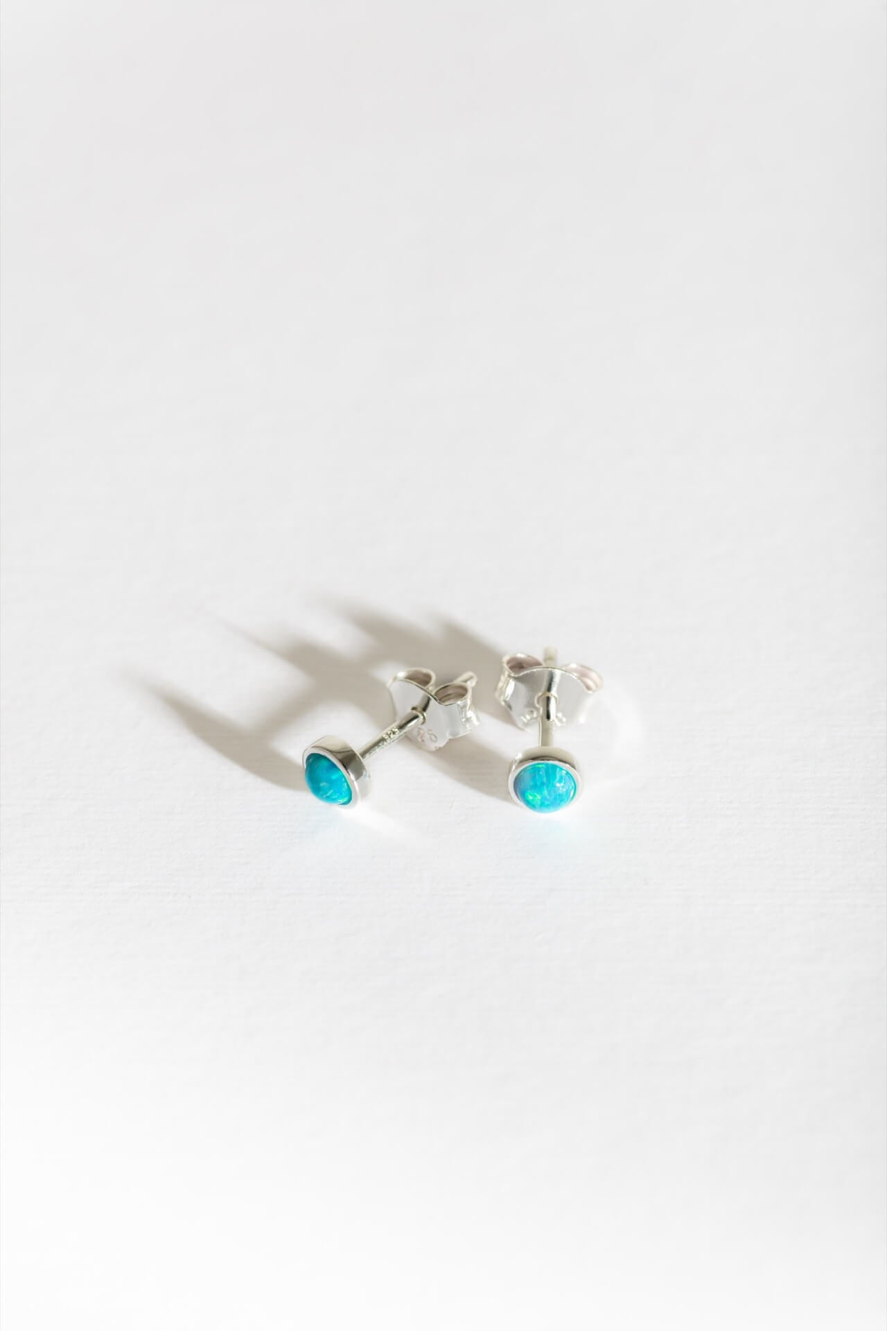 Blue Opal Silver Stud Earrings