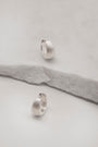 Brushed Silver Chunky Huggie Hoops
