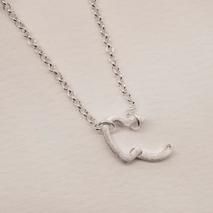 Brushed Heart Silver Connector Necklace