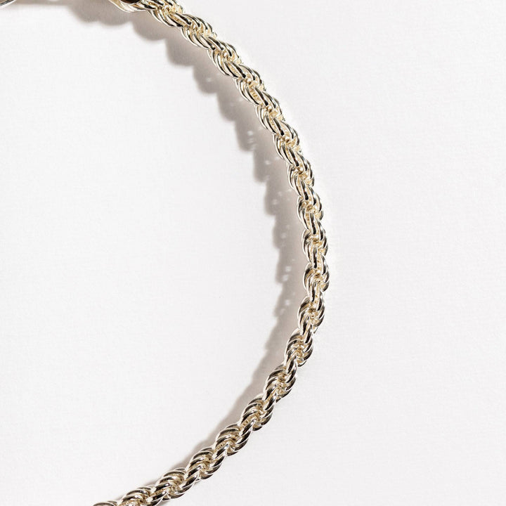 Twisted Rope Silver Bracelet - close up