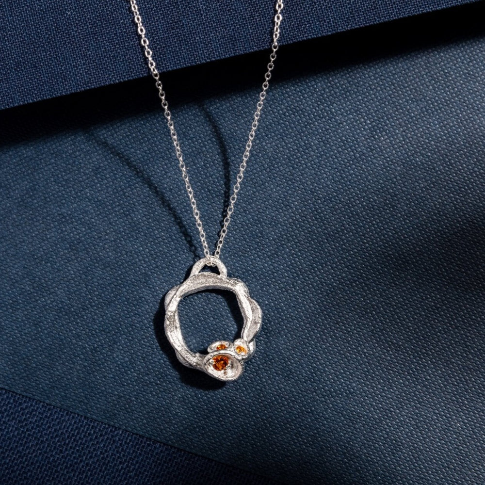  Silver and citrine gemstone birthstone large eternity necklace