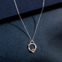 Silver and citrine gemstone birthstone small eternity necklace