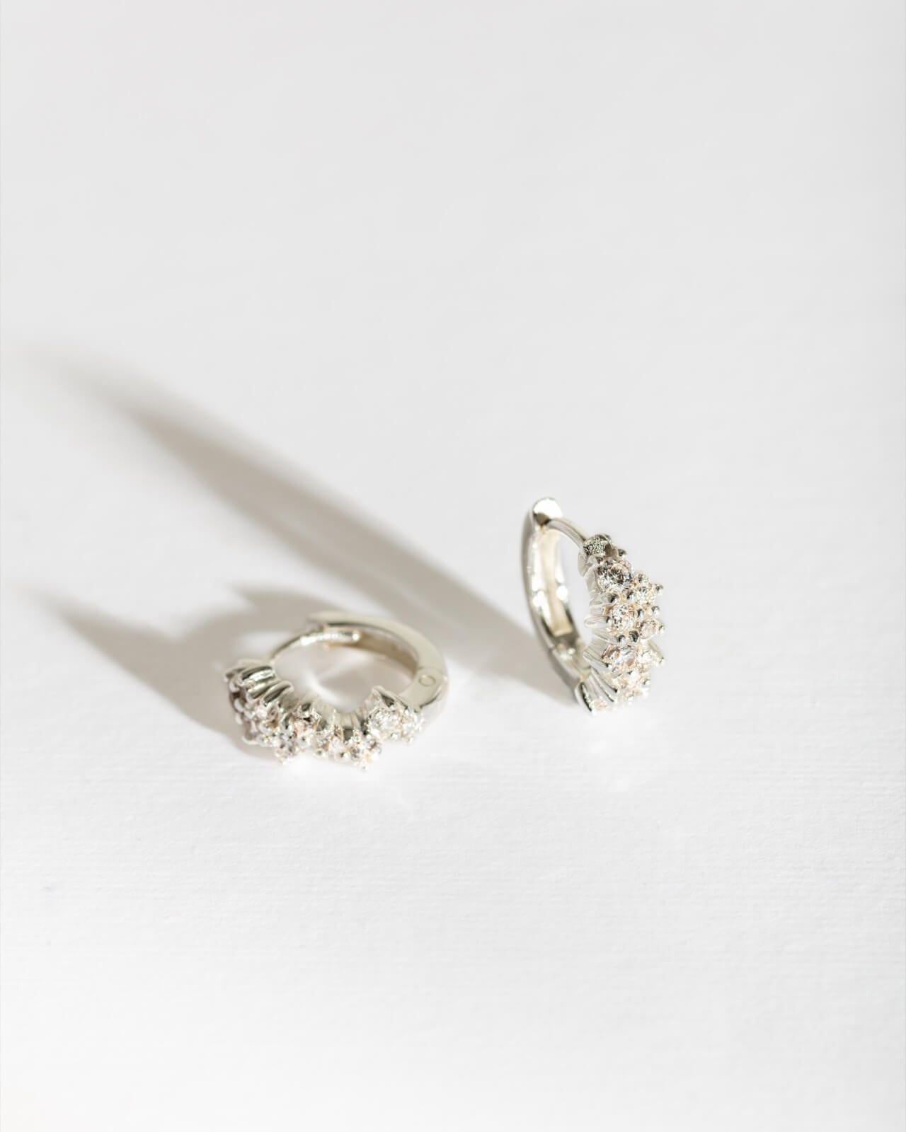 Galaxy Sparkly Silver Huggie Earrings