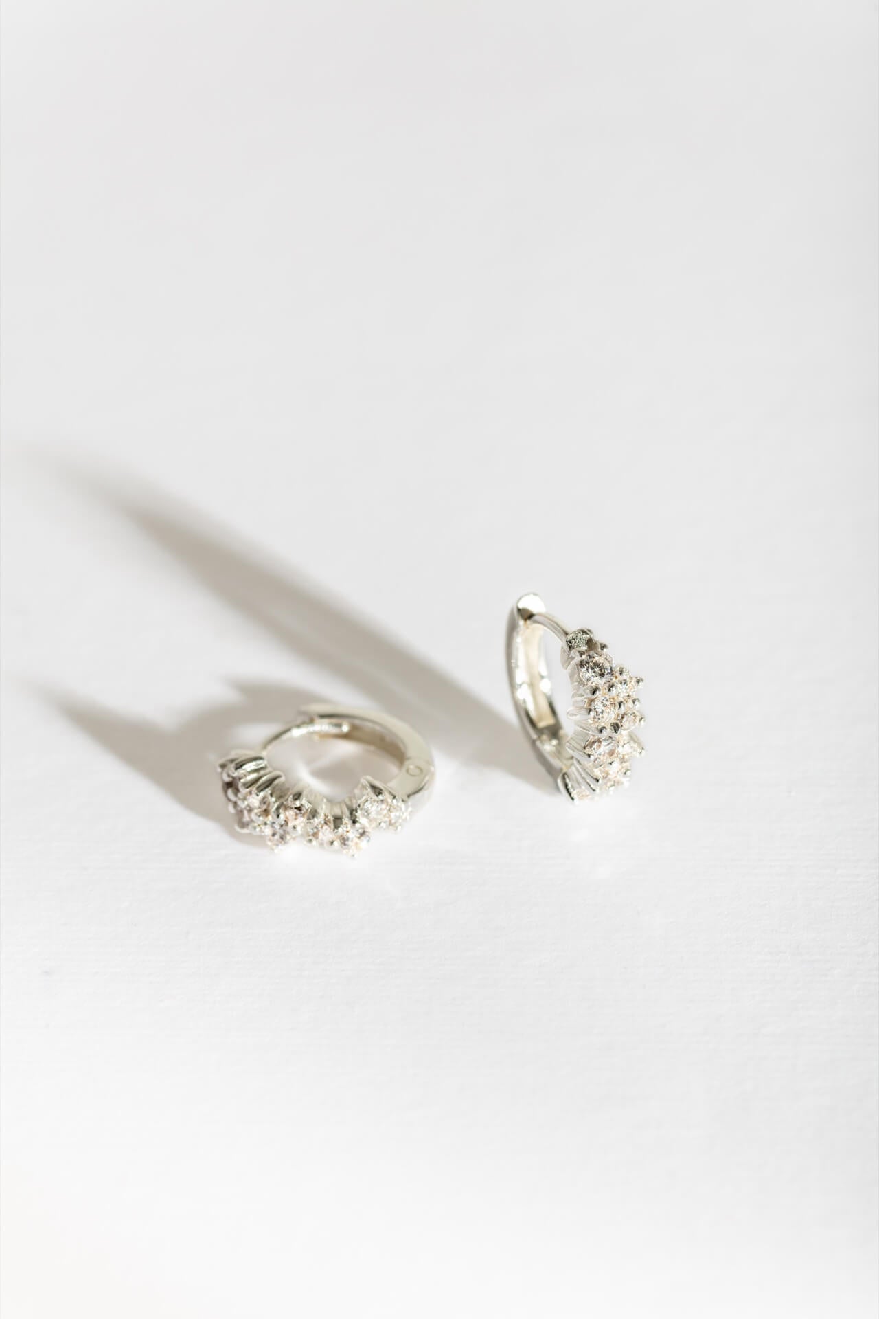 Galaxy Sparkly Silver Huggie Earrings