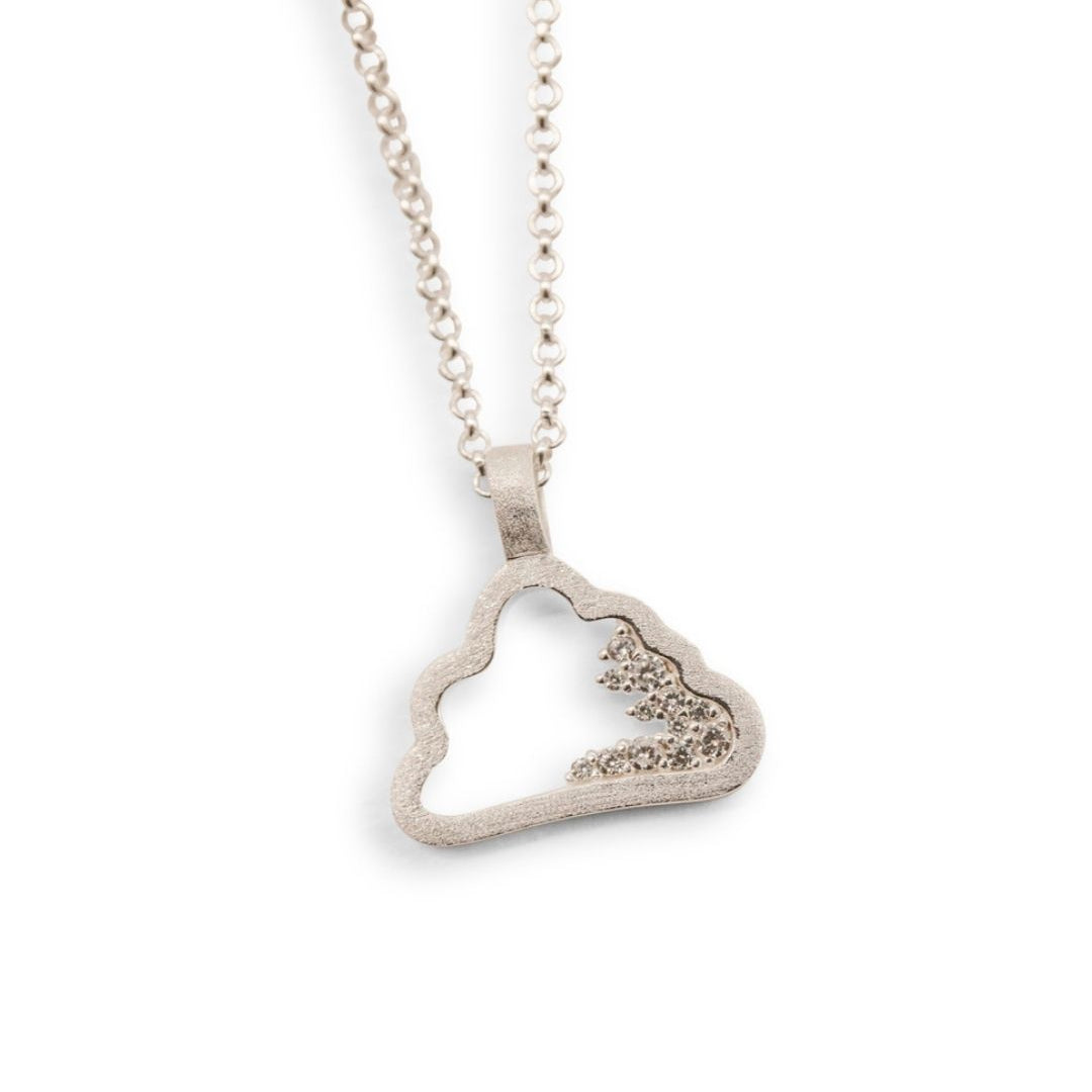 Sparkly Silver Cloud Charm Necklace
