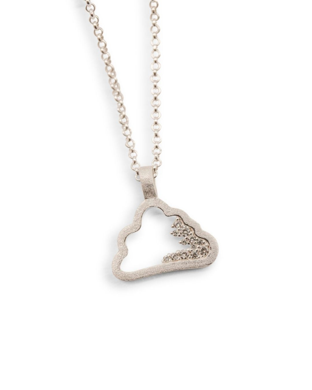 Sparkly Silver Cloud Charm Necklace