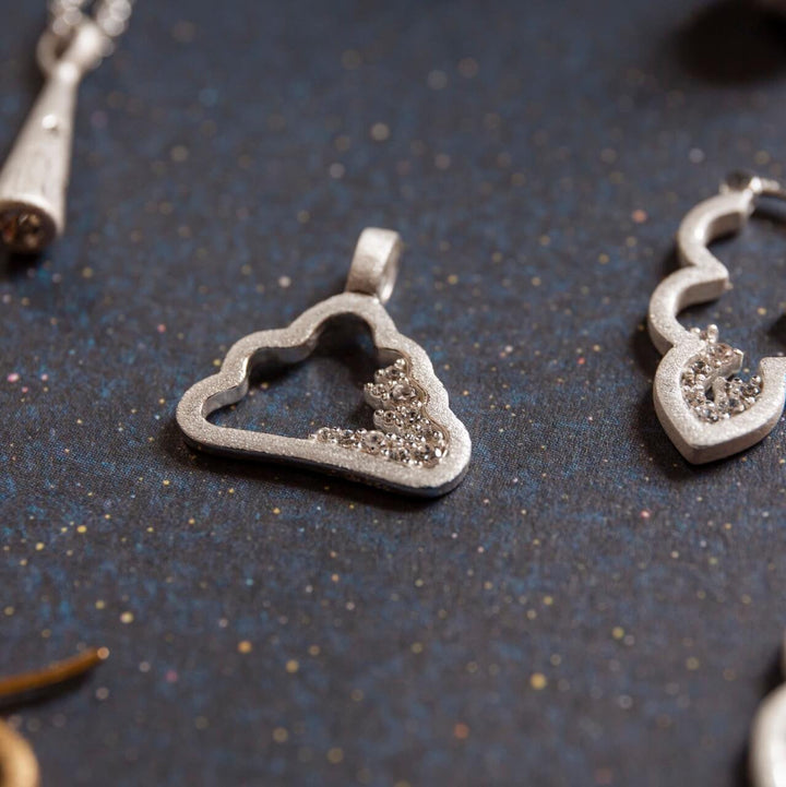 Sparkly Silver Cloud Charm Pendant -  Claire Hill Designs