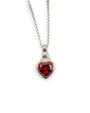 Garnet Heart in Hand Silver Charm Necklace
