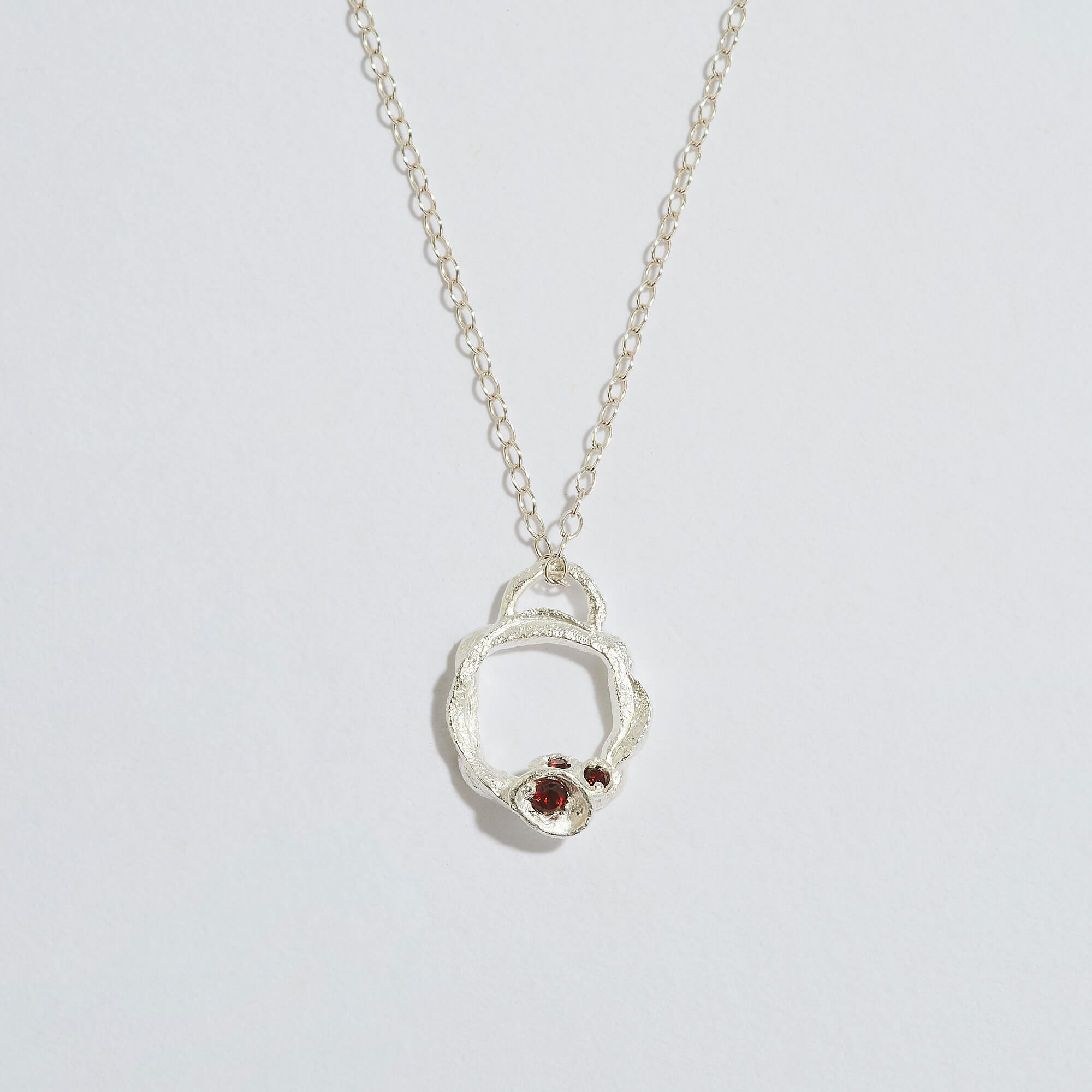 Silver Small Lichen Birthstone Necklace Collection