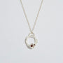 Garnet Silver Circle Necklace (Small)