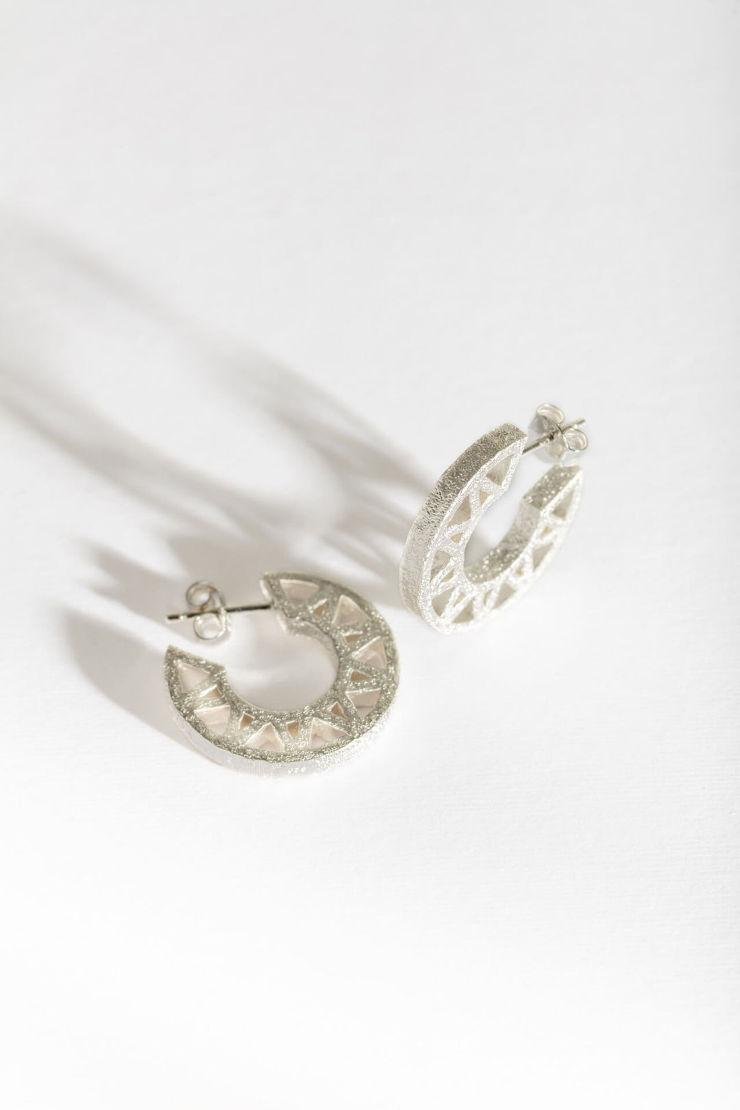 Geometric Silver Hoop Earrings