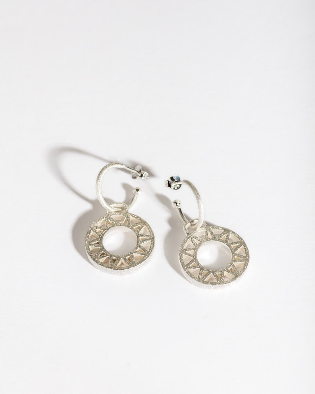 Geometric Statement Silver Hoop Earrings