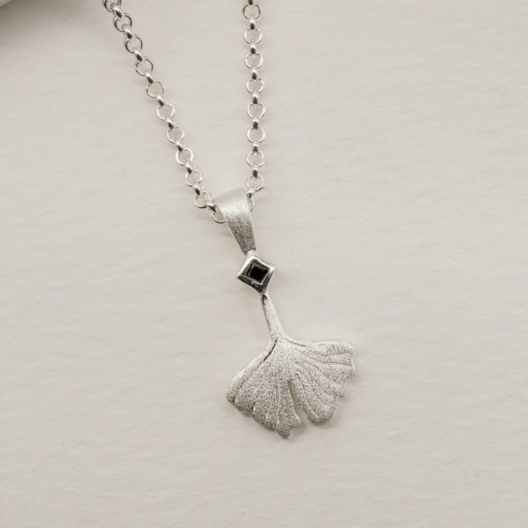 Ginkgo Leaf Silver Charm Necklace