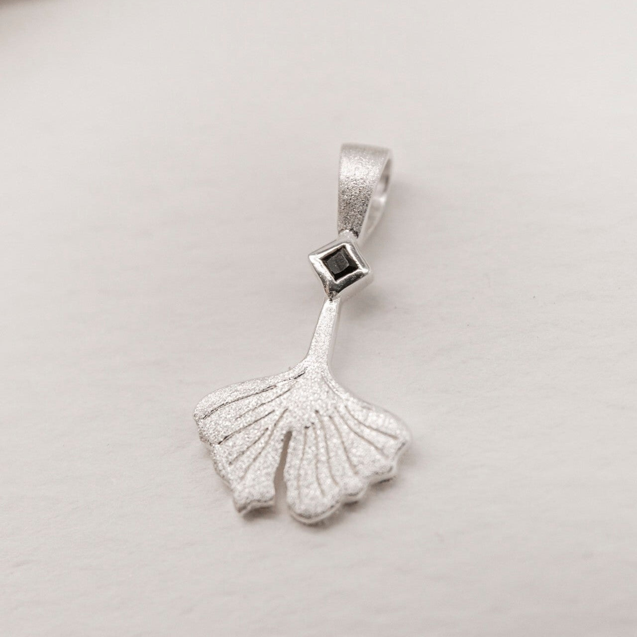 Ginkgo Leaf Silver Charm Pendant