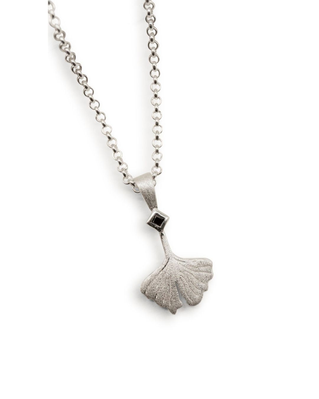 Ginkgo Leaf Silver Charm Necklace
