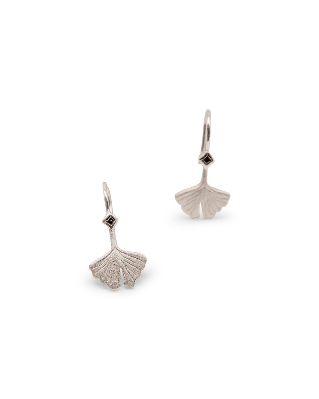 Ginkgo Leaf Silver Earrings