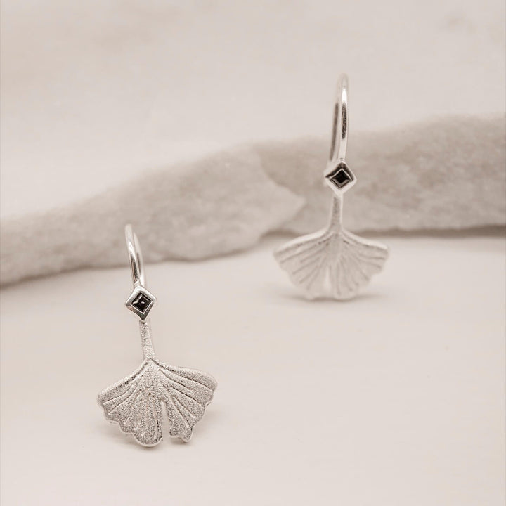 Ginkgo Leaf Silver Earrings