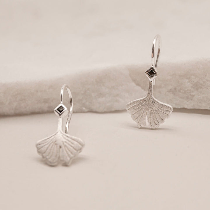 Ginkgo Leaf Silver Earrings