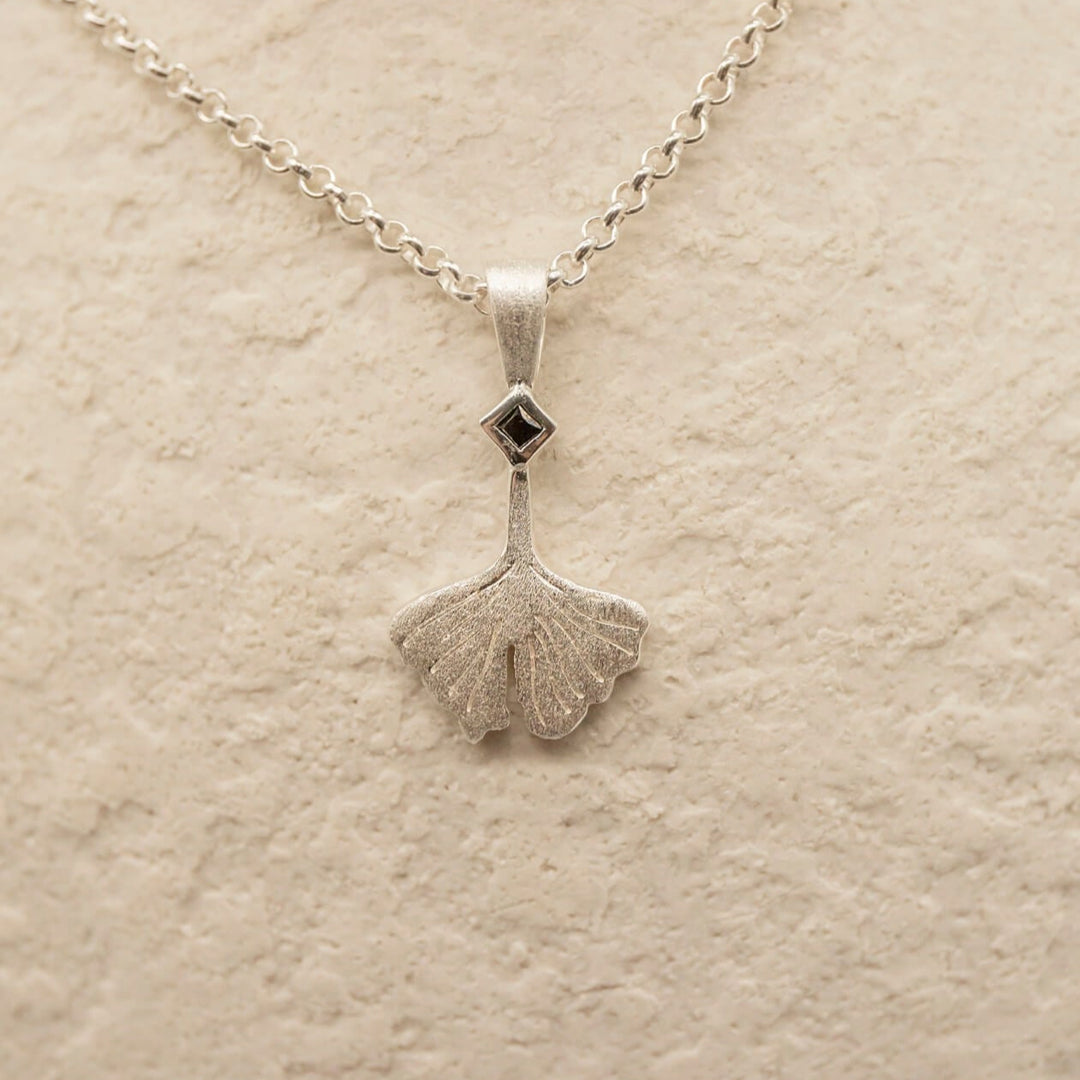 Ginkgo Leaf Silver Charm Pendant