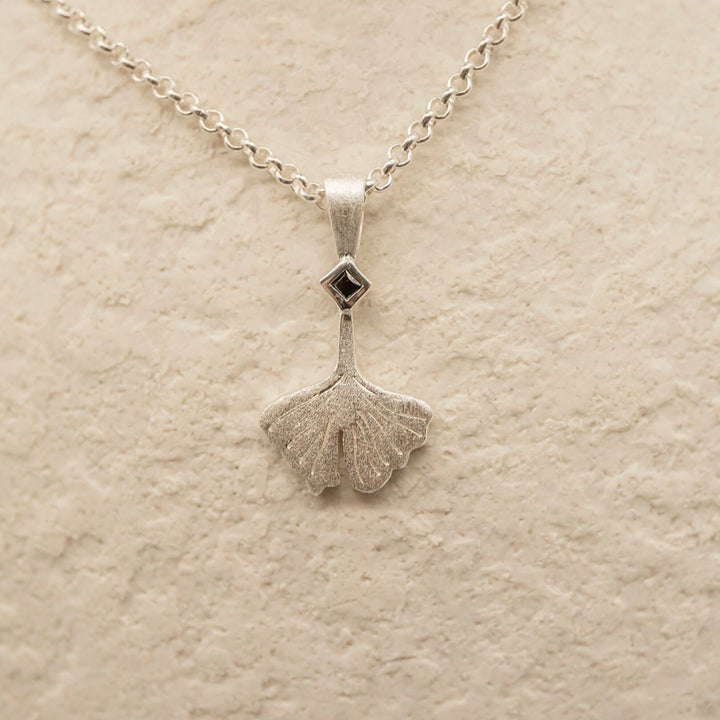 Ginkgo Leaf Silver Charm Pendant