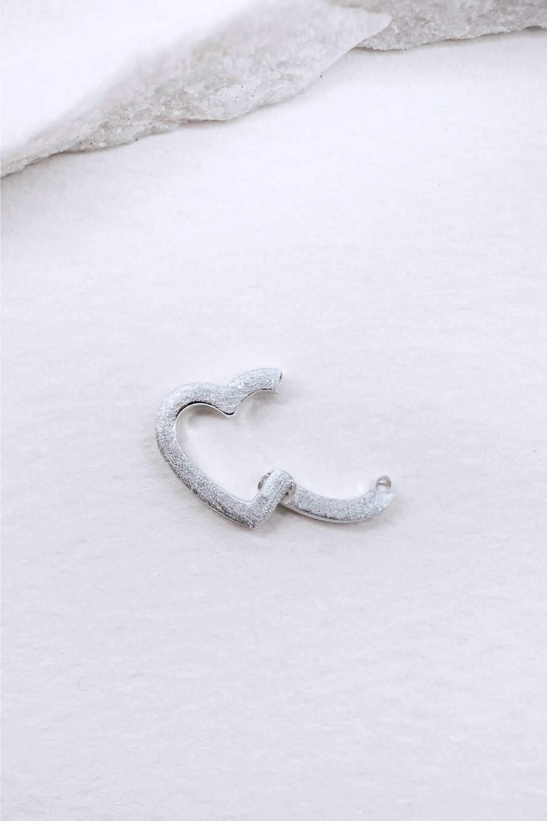 Brushed Silver Heart Connector open
