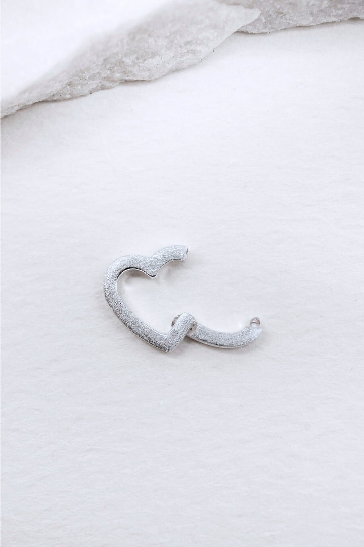Brushed Silver Heart Connector open
