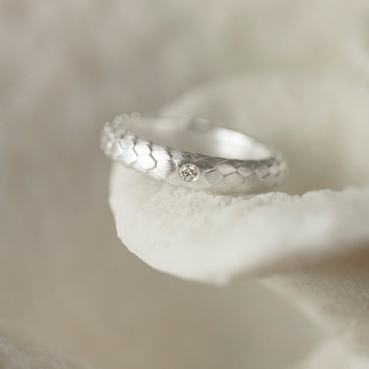  Lab grown diamond and silver art deco statement ring