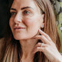silver-lapis-lazuli-art-deco-ring-and-lapis-lazuli-silver-stud-earrings-on-model-claire-hill-designs