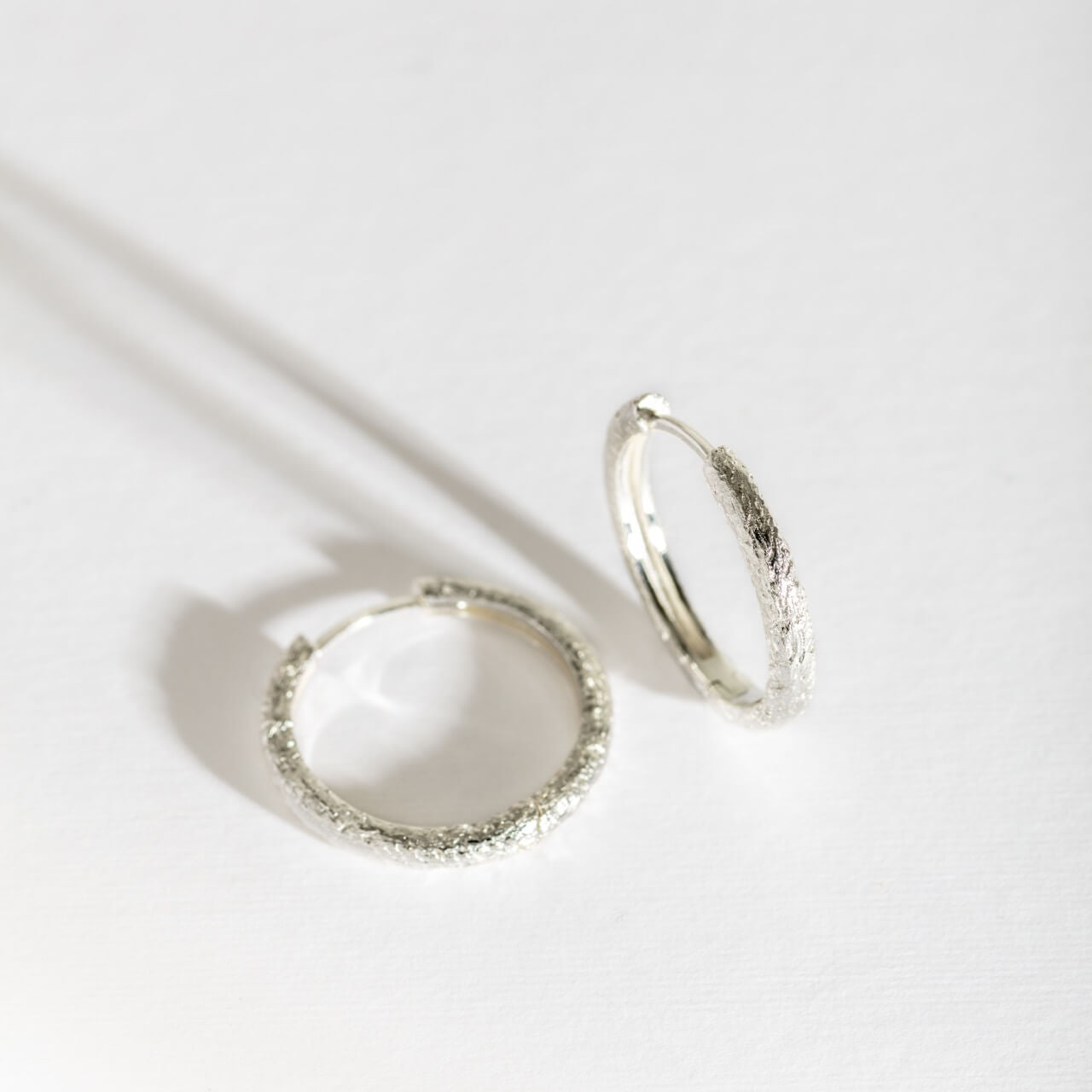 Antique-Textured Silver Hoop Earrings