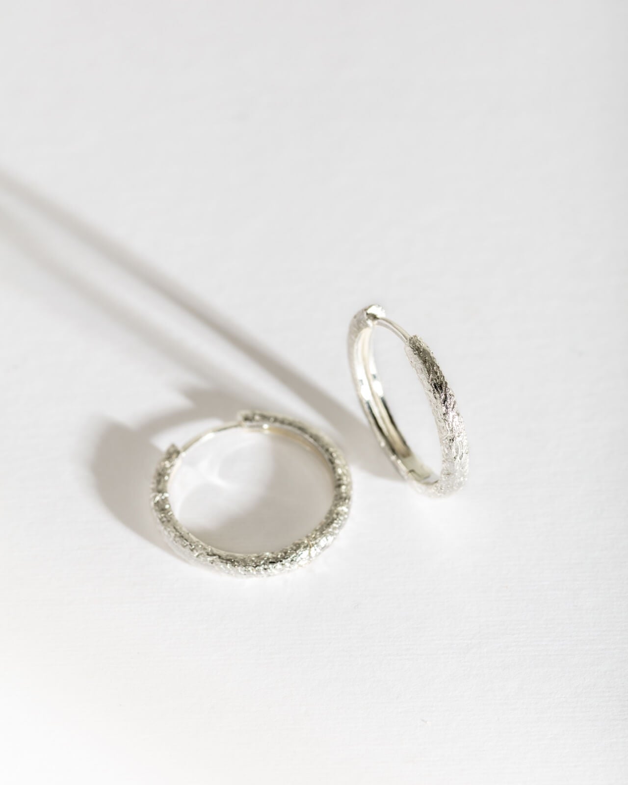 Antique-Textured Silver Hoop Earrings