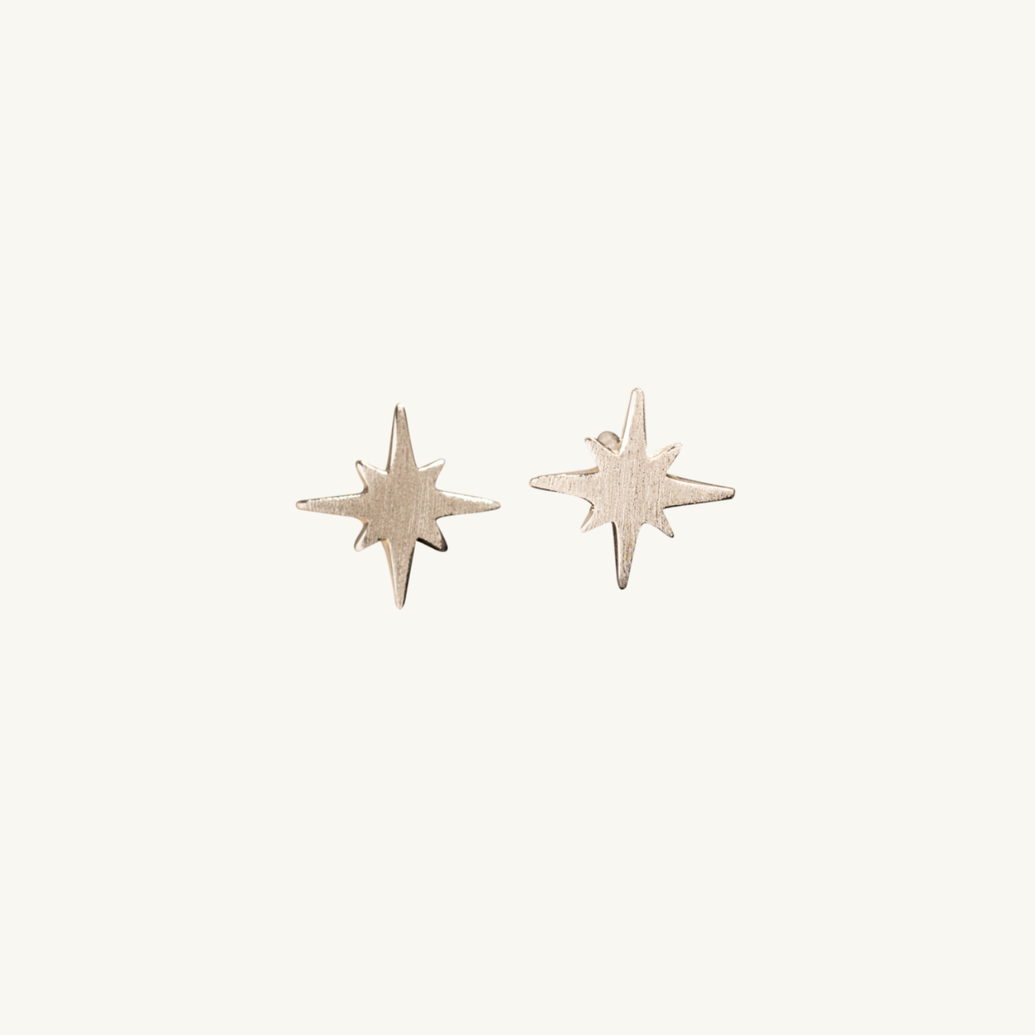 Brushed Silver North Star Stud Earrings